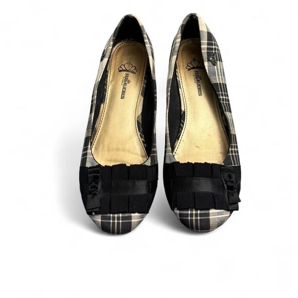 Fergalicious Shoes - Y2K Plaid Bow Ballet Flats Fergalicious Size 8